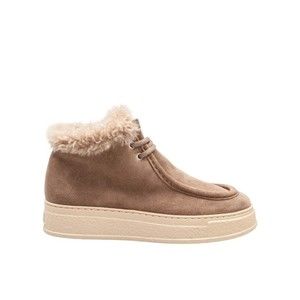 Agl Fergus Suede Sneaker With Sheepskin Lining Taupe - NWT